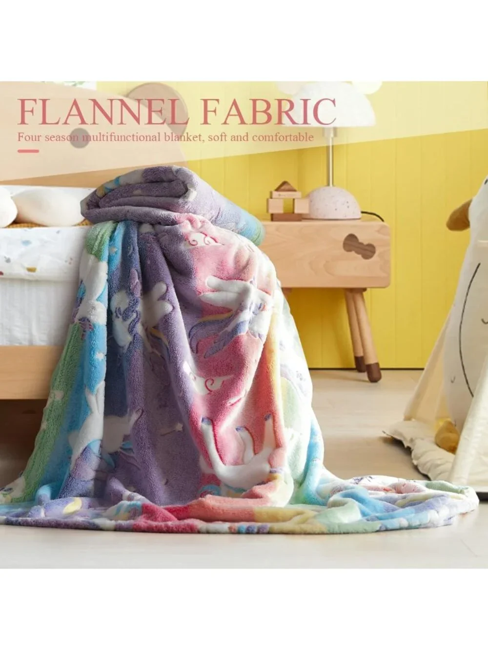 Glow in the Dark Unicorn Blanket for Girls, Soft Cozy Gift for Ages 3-10, 50